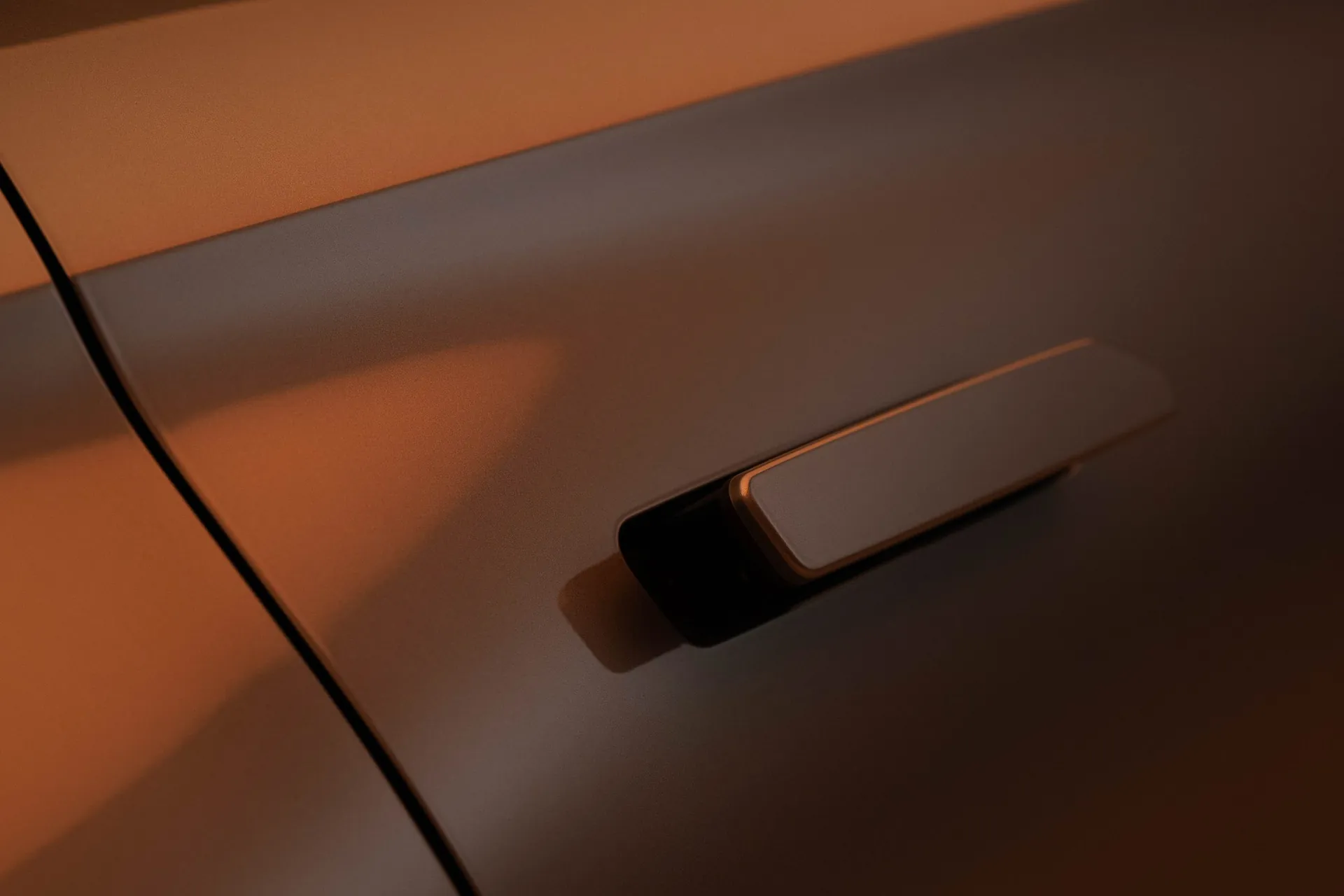 A flush door handle set into the bodywork
